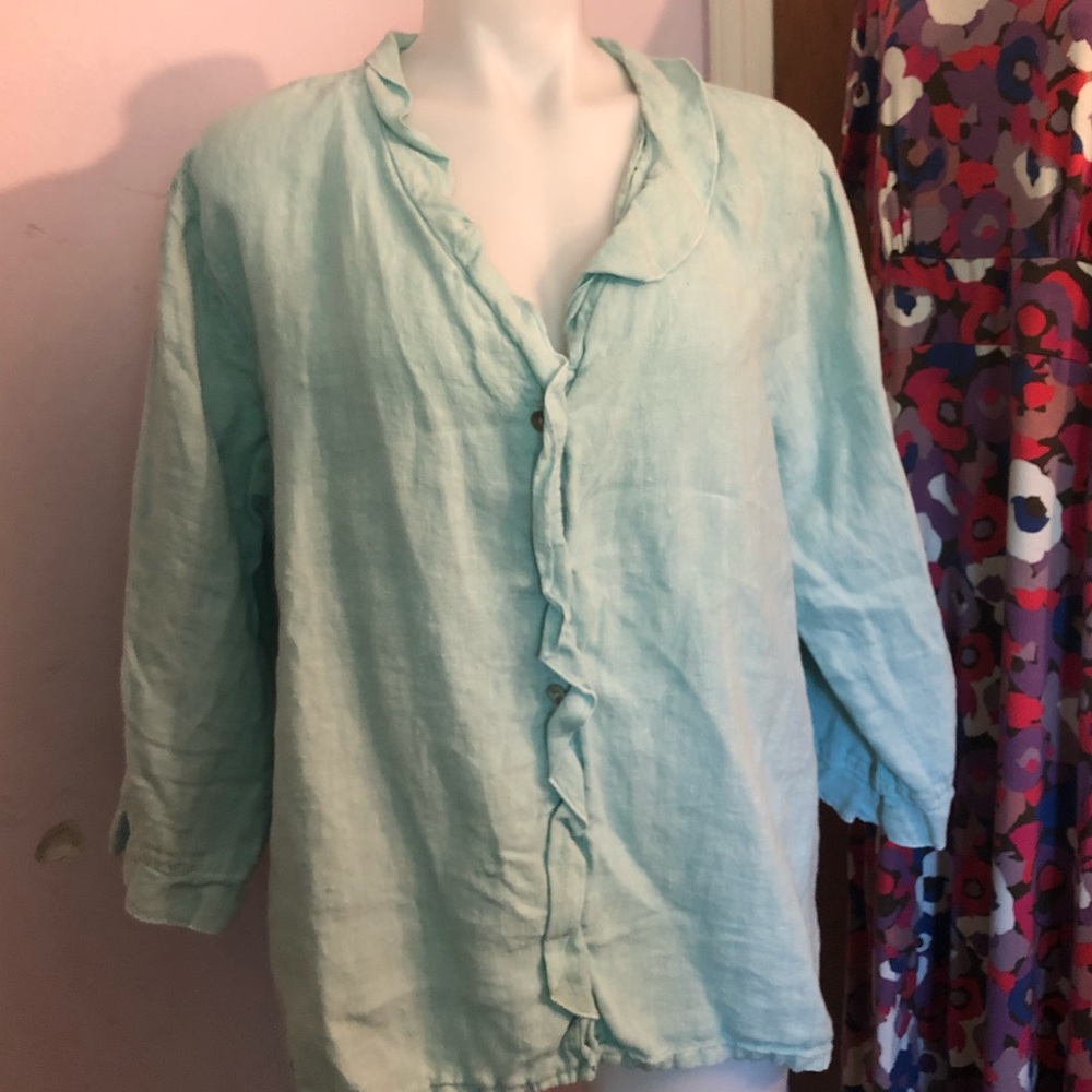Mint green linen shirt/tunic